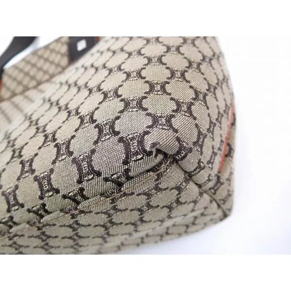 CELINE Tote Bag Macadam Beige ?~ Canvas ?~ Leather Authentic USED - Picture 9 of 10